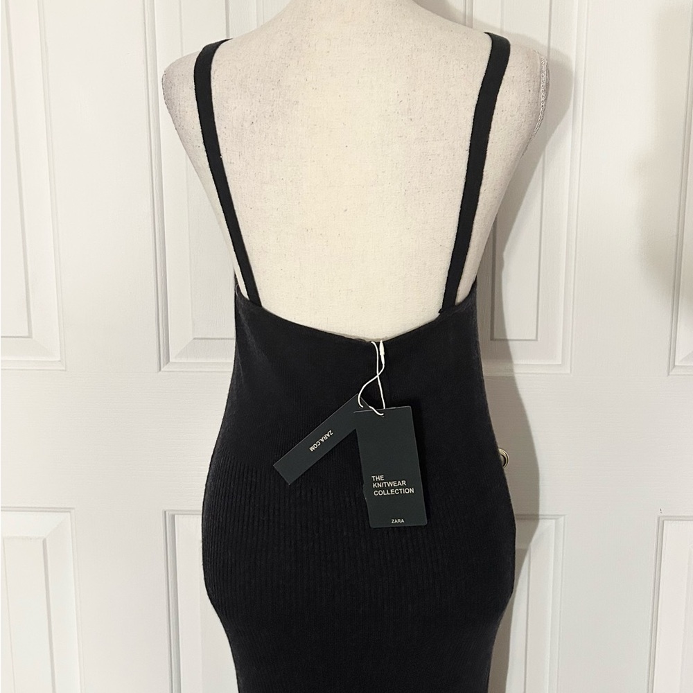 NWT ZARA THE KNITWEAR COLLECTION Maxi Dress, Sleeveless, Dark Gray, Size Large - Picture 6 of 7